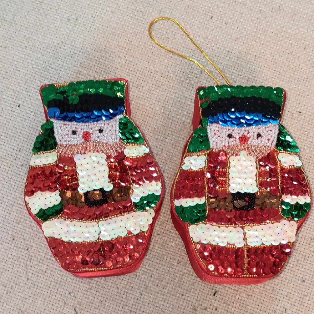 Festive Sequin Snowman Ornaments Storage Boxes